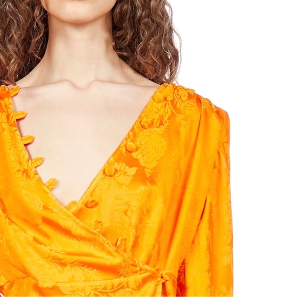 The Attico Caravan Rose Satin Jacquard Mini Dress (Sz IT 38 / US 0) Orange - Picture 4 of 16